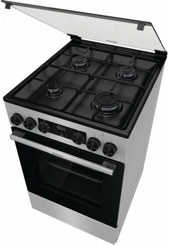 Gorenje GK5C60SJ Cucina da accosto cm. 50 - 4 fuochi gas + 1 forno elettrico  - inox/nero