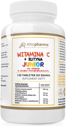 Alto Pharma Witamina C + Rutyna Junior Pomarańcza 200mg 120Tabl do ssania