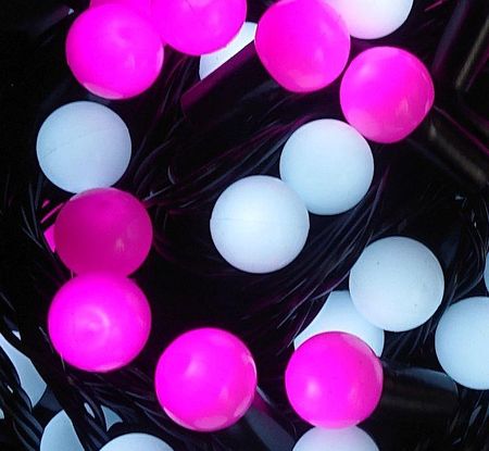 Lampki choinkowe kulki 200 LED-16m biało-różowe