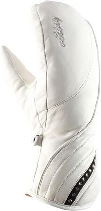 VIKING Rękawice narciarskie damskie Viking Diamante Mitten Swarovski, skórzane Biały