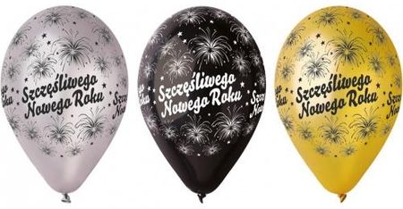 Balon Metaliczny Szczęśliwego Nowego Roku Mix 30Cm 1szt. A748R
