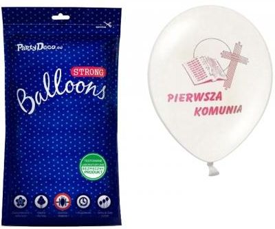 Balony Lateksowe Białe Ihs Komunia Róż 27cm 50 Szt. A808E