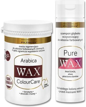 Pilomax Laboratorium Wax Colourcare Arabica Maska Do Włosów Farbowanych Ciemnych 480 g + Pure Szampon 200 ml [Zestaw]