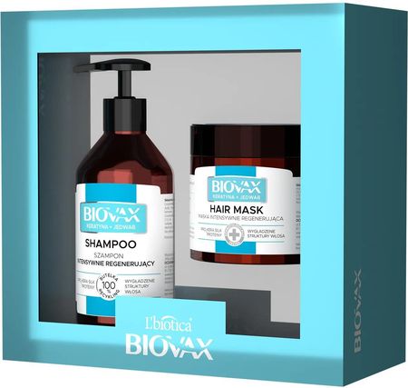 Biovax Keratyna + Jedwab Zestaw Kosmetyków: Szampon Intensywnie Regenerujący Maska Do Włosów 200ml 250