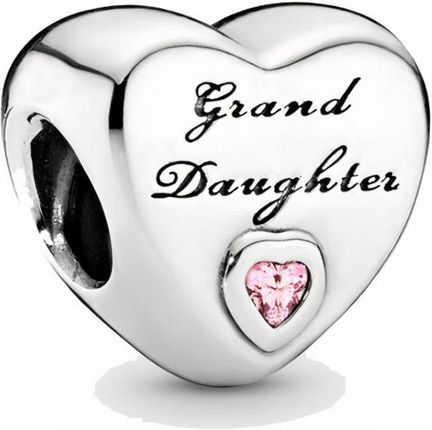 Rodowany srebrny charms pandora serce heart wnuczka grand daughter cyrkonie srebro 925 AP21230