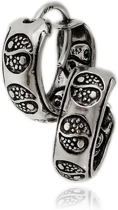 Eleganckie oksydowane srebrne kolczyki koła kółka 1,3cm rynienki ze wzorem yin yang srebro 925 K3288