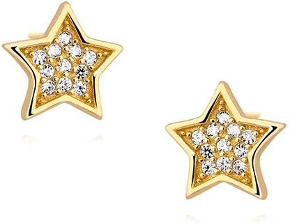 Delikatne pozłacane srebrne kolczyki celebrytki gwiazdki gwiazdy stars białe cyrkonie srebro 925 Z1485E_G