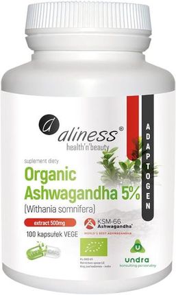 Aliness Organic Ashwagandha KSM-66 100kaps