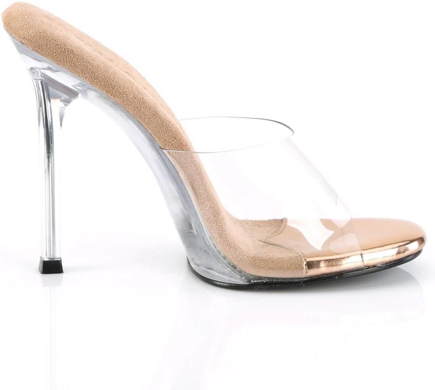 Pleaser Women's Gala-01 Sandal - 4.5 Inch Square Stiletto Heel, Synthetic Upper