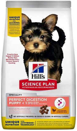 Hill'S Science Plan Perfect Digestion Puppy Small & Mini Z Kurczakiem I Ryżem 1,5Kg
