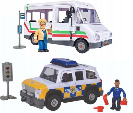 Simba Strażak Sam Jeep Policyjny I Autobus Z Figurkami