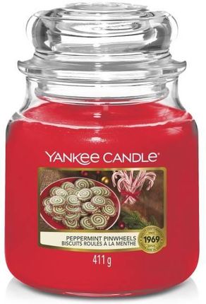 Yankee Candle Świeca Zapachowa Peppermint Pinwheels  Słoik Średni 411g 70056