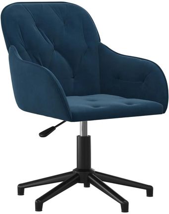 Obrotowe Krzesło Biurowe Niebieskie Tapicerowane Aksamitem