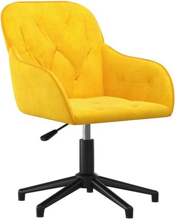 Obrotowe Krzesło Biurowe Żółte Tapicerowane Aksamitem