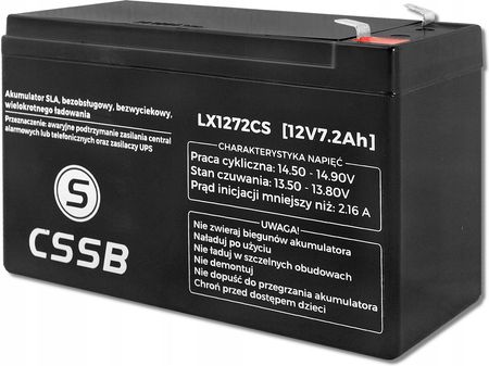 Lamex Mocny Akumulator Agm 12V 7.2 Ah Do Autka Ups (Lx1272Cs)