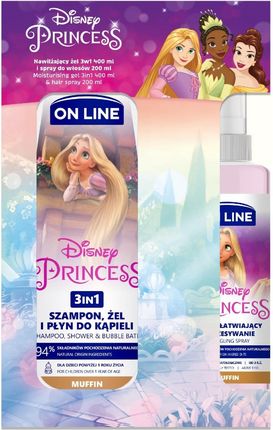 On Line Disney Zestaw Prezentowy Princess (Żel 3W1 400Ml+ Spray Do Włosów 200Ml)