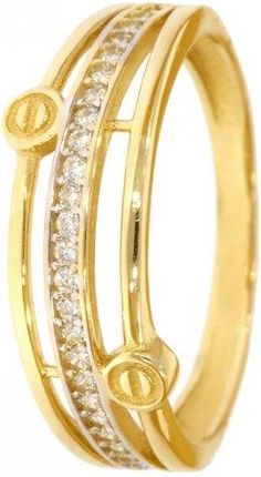Złoty pierścionek obrączka z cyrkoniami PR.00872 pr.585