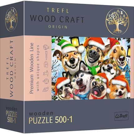 Trefl Puzzle drewniane 500+1el. Świąteczne pieski 20173