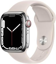 Apple Watch Series 7 Koperta 45 mm z aluminium w kolorze księżycowej  poświaty z paskiem sportowym w kolorze księżycowej poświaty (MKN63WB/A)