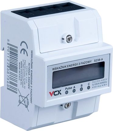 Vcx Licznik Zużycia Prądu Energii Elektrycznej Trójfazowy 3F 5 100 A (S238A)