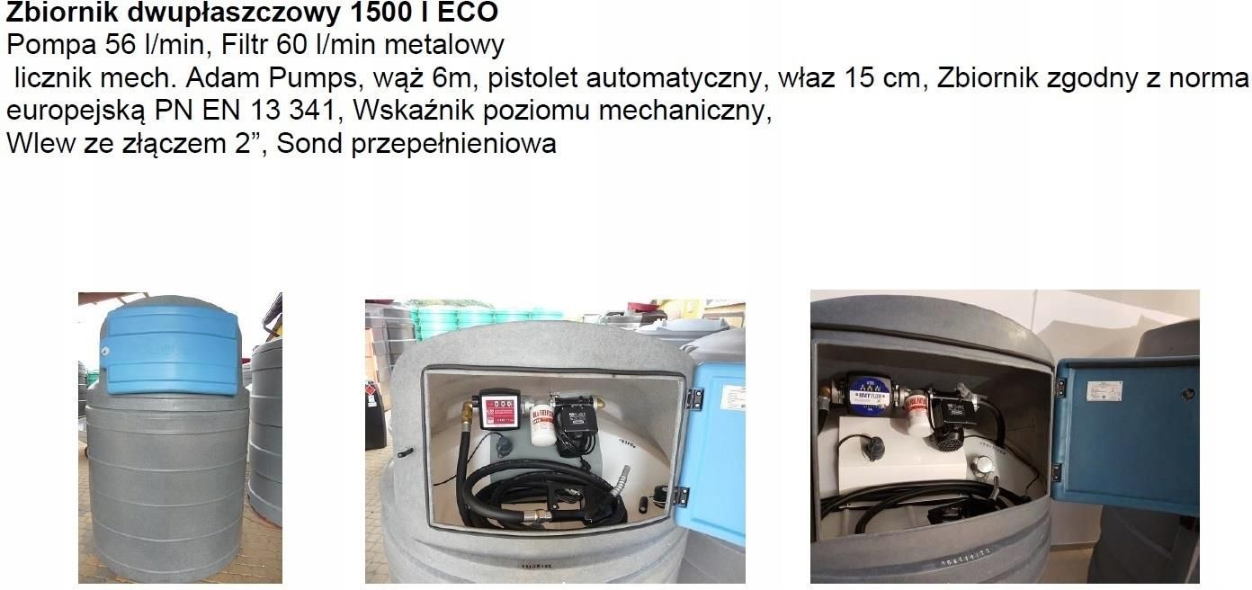 Urządzenie rolnicze Zbiornik Dwupłaszczowy Tango Oil 1500L Eco Ceny i