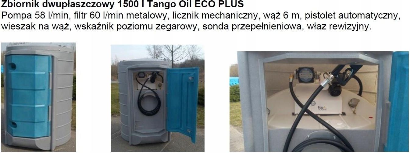 Urządzenie rolnicze Zbiornik Dwupłaszczowy Tango Oil 1500L Eco Plus