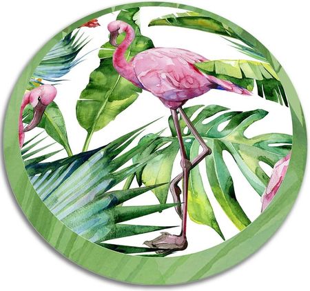 Dywanomat Mata Winylowa Okrągła Flamingi Fi 100 Cm Dww-W0007148_Fi 100