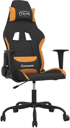 vidaXL Fotel gamingowy, z masażem, czarno-pomarańczowy, tkanina (345474)