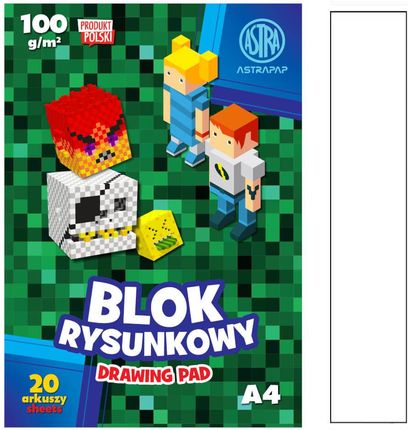 Astra Blok Rysunkowy A4 20 Karte Minecraft 100G M2