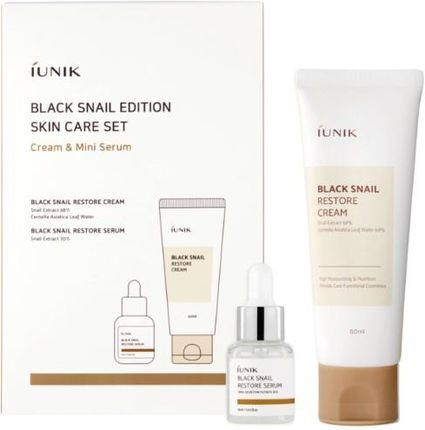 Iunik Black Snail Edition Skincare Set 2In1 - Zestaw Krem + Serum