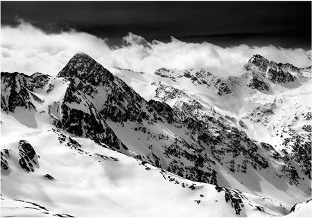 Wallarena Fototapeta Góry 3D Czarno Biała Tatry Mgła Sypialnia 416x254 14454VEXXXL