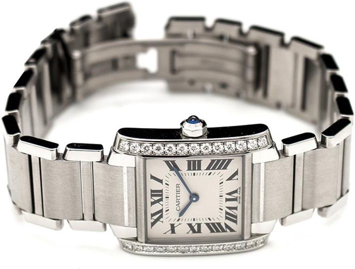 お歳暮 人気 オシャレ Tank Cartier Francaise Stainless Dial Silver Quartz mm 30.40 時計