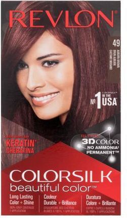 Revlon Colorsilk Beautiful Color Farba Do Włosów 59,1Ml + AktywatorMl+ Odżywka 11,8 Rękawiczki Dla Kobiet 49 Auburn Brown