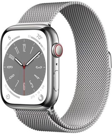 Apple Watch Series 8 Gps + Cellular 45mm Silver Stainless Steel Case With Milanese Loop (MNKJ3DHA)