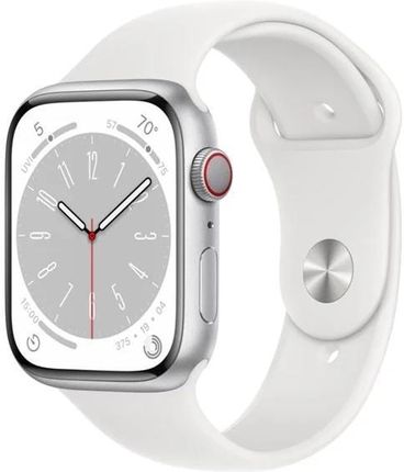 Apple Watch Series 8 Gps + Cellular 45mm Silver Aluminium Case With White Sport Band (MP4J3DHA)