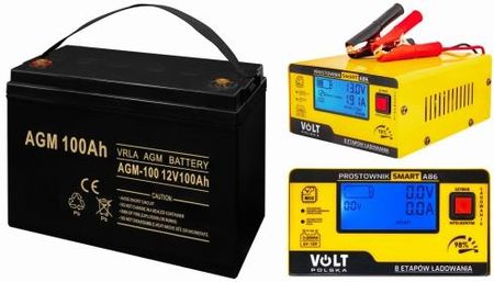 Volt VPRO VRLA AGM 12V 100Ah + prostownik 6PRA12866C A86