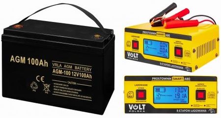 Volt VRLA AGM 12V 100Ah + prostownik 6PRA12A824 A80 2Szt