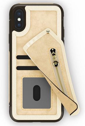Zizo Nebula Wallet Case Skórzane Etui Iphone X Z Kieszeniami Na Karty + Saszetka Zamek Szkło 9H Ekran Tan/Brown (15615)