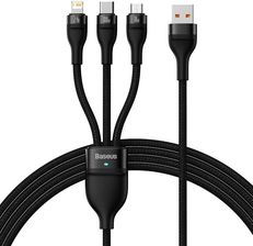 Kabel Usb 3W1 Baseus Flash Series, Usb-C + Micro Lightning, 100W, 1.2M (Czarny) (242786)