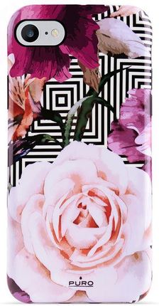 PURO Glam Geo Flowers - Etui iPhone SE (2022 / 2020) / 8 / 7 / 6s (Pink Peonies)