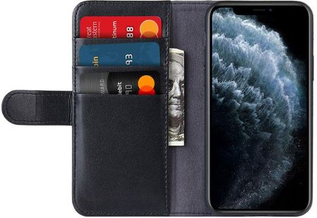 Crong Premium Booklet Wallet - Skórzane etui iPhone 11 Pro Max z kieszeniami + funkcja podstawki (czarny)