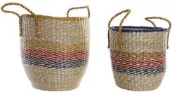 Dkd Home Decor Zestaw Koszykow Pomarańczowy Kolor Zielony Trawa Morska 35X22X46Cm 2Szt.