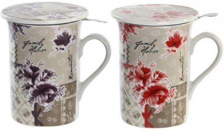 Dkd Home Decor Filiżanka Z Filtrem Porcelana Rożowy 280Ml 2Szt.