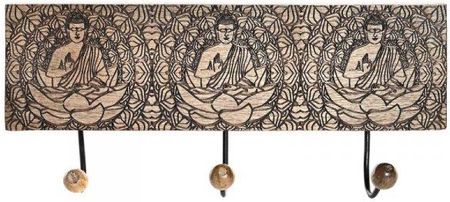 Dkd Home Decor Wieszak Ścienny Metal Budda Drewno Mango Orientalny 38X6X18Cm