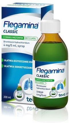Flegamina Classic Syrop o smaku miętowym bez cukru 4 mg / 5 ml 200 ml