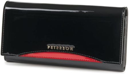 Skórzany, lakierowany portfel Peterson Czarny
