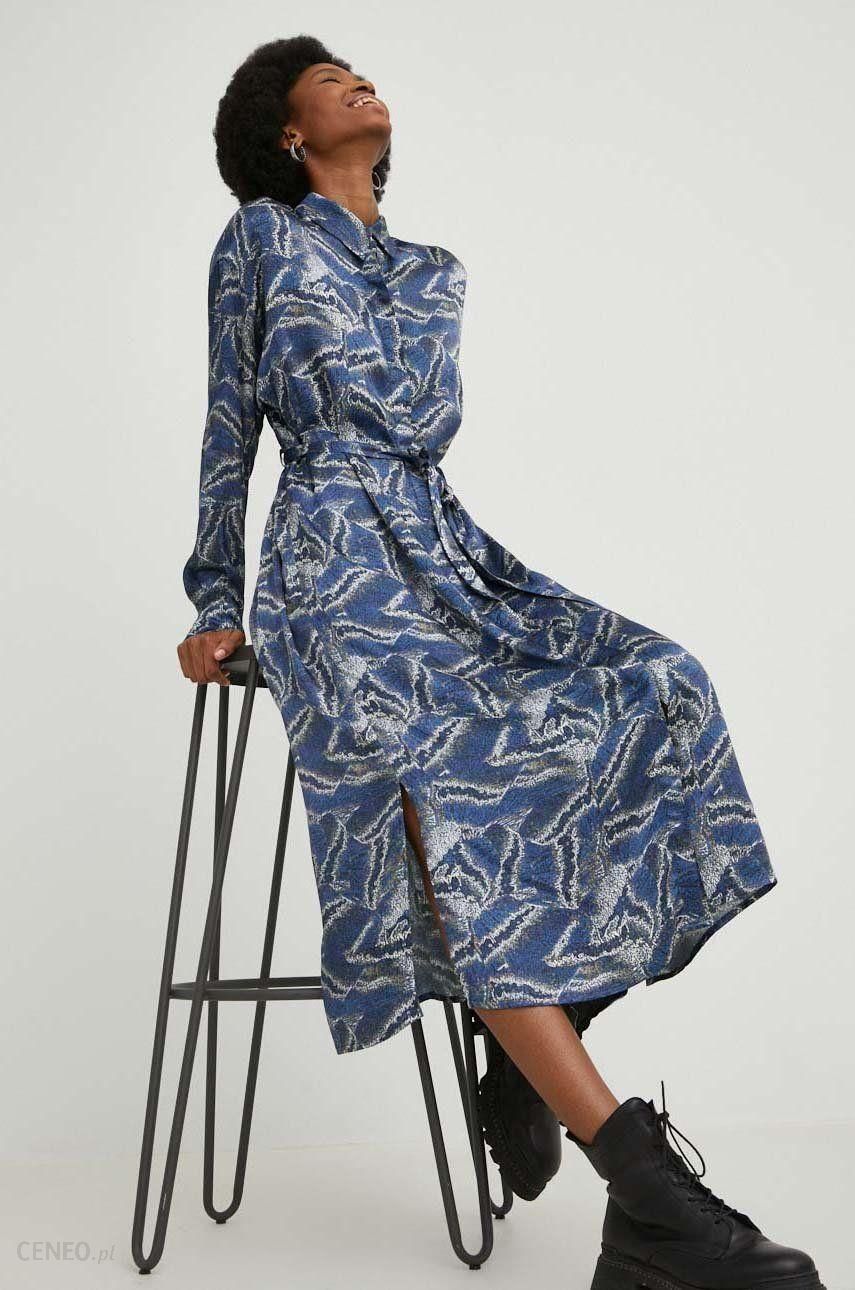 Answear Lab sukienka kolor niebieski midi prosta - Ceny i opinie 
