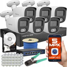 Protec Cyfrowy Monitoring 6 Kamer Tubowe Ip Switch 5Mpx Prnvr06T5Poes