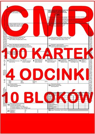 Cmr List Przewozowy 100 Kartek / 4 Odc. X10 Bloków