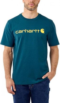 Koszulka męska T-shirt Carhartt Heavyweight Core Logo S/S H70 Night Blue Heather ciemnoniebieski